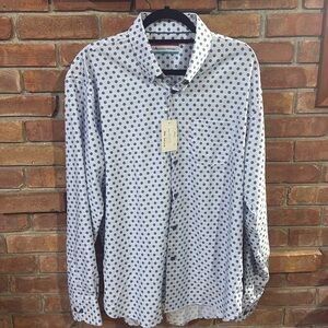 American Heritage Men's White & Blue Design Cotton Dress Shirt XXL